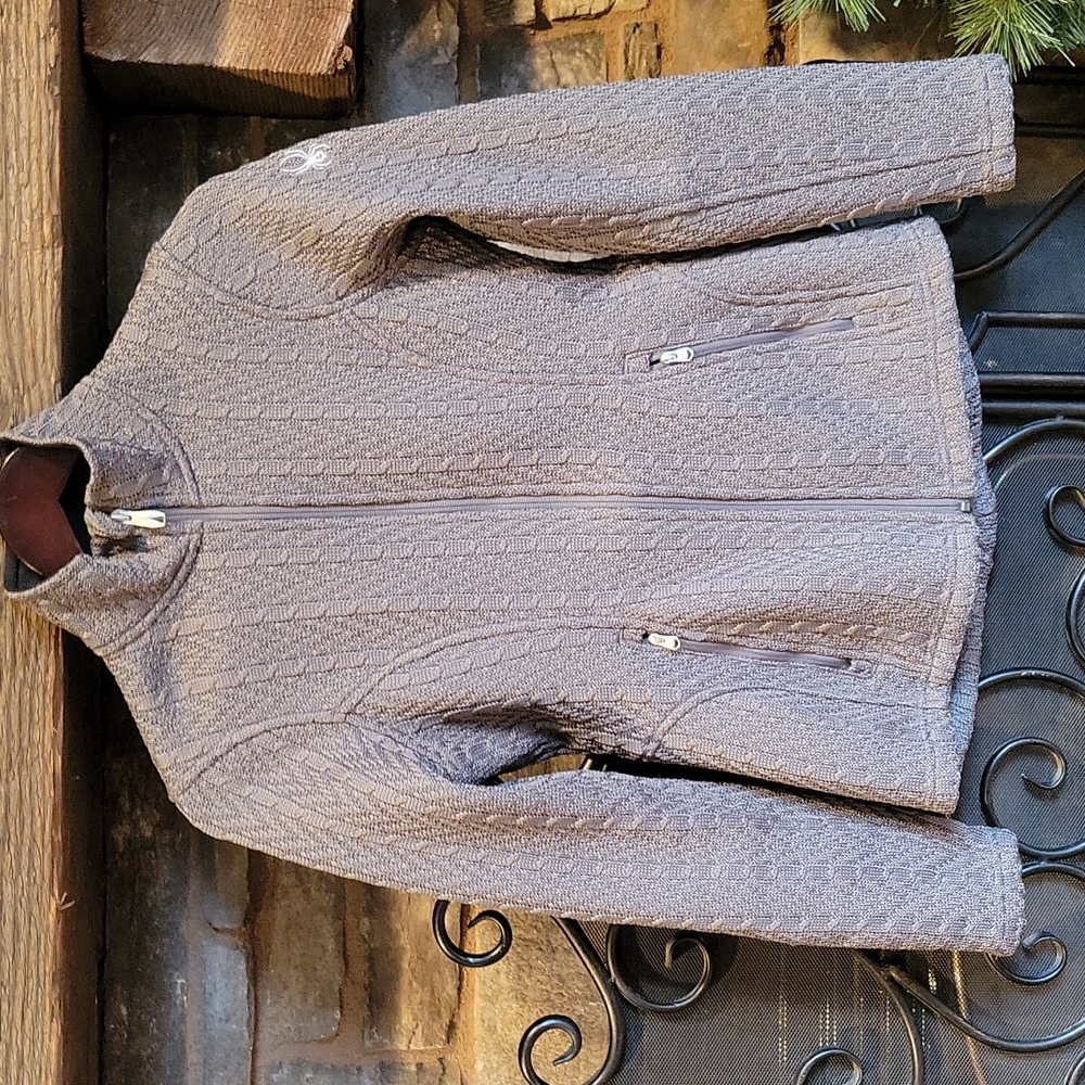 Spyder Womens Major Core Cable Stryke Gray Sweater Jacket Full Zip Sz S